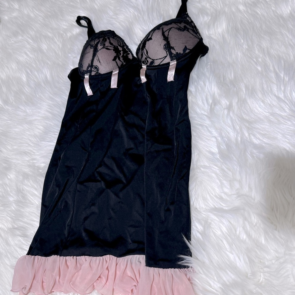 La vie en rose black lace lingerie slip‎ size S